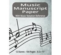 Music Manuscript Paper: 100 Blank Staff Pages with Notation Guide - 12 Staves Per Page, Clean and Kid-Friendly Layout for Students and Musicians: ... Piano, Guitar, Songwriting, and Music Class