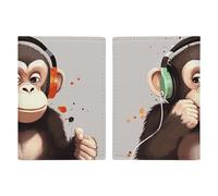 Music Monkey - Custodia per passaporto da viaggio, con scomparti per carte di credito e carta d'imbarco, organizer per documenti d'identità di famiglia (20 x 13 cm)