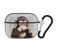 Music Monkey - Custodia protettiva per AirPods Pro con anello portachiavi, custodia protettiva rigida in policarbonato per AirPods Pro di seconda generazione, per donne e uomini, facile da aprire