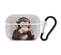 Music Monkey - Custodia protettiva per AirPods Pro con anello portachiavi, custodia protettiva rigida per AirPods Pro di seconda generazione, per donne e uomini, facile da aprire, protezione contro le