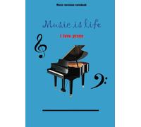 Music notation notebook 8 sheets per page. Quaderno musica: Quaderno pentagrammato 8 pentagrammi per pagina, musica, piano, solfeggio, note musicali