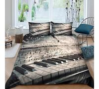 music notescopripiumino microfibra 3 Pezzi stampa di 3D cerniera nascosta digital art style Set Di Copripiumino con federa soffice morbida for ragazzi Super king（260x220cm）