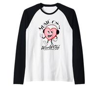 Music On World off - Cuffie a Forma di Cuore, Stile retrò Maglia con Maniche Raglan