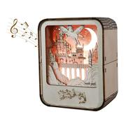 MUSIC PARK Puzzle 3D in Legno Castello con Carillon e Luci LED Kit Fai da Te - Idea Regalo per Compleanni e Natale