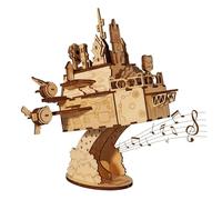 Music Park Puzzle 3D In Legno Per Adulti Modello Di Castello Volante Con Carillon Kit - Idea Regalo Originale
