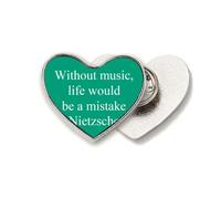 Music Quotes Life Art Deco Fashion Heart Metal Pin Spilla Clip Love