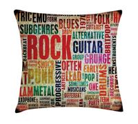 Music Retro Rock Roll Lettering Grunge Distressed Colors Back Then Sound Music Theme Copricuscini Morbido Copricuscino Lusso Fodera per Cuscino per Divano Casa Terrazza 45X45Cm