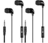 Music Sound | AURICOLARI Fullcolor In-Ear | Auricolari con Filo e Microfono - Jack 3.5 Mm - Colore Nero (Confezione da 2)