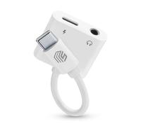 Music Sound - Music & Charge Usb-c/Jack 3.5mm - Adattatore Aux Split - Carica il tuo smartphone e ascolta la tua musica preferita - Carica 60W - Bianco