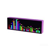 Music Spectrum Audio - Orologio a spettro musicale a 384 LED, con luce ritmica attivata dalla voce e ingresso audio, indicatore elettronico da scrivania per visualizzatore audio, alimentazione USB