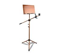 Music Stand Spartiti Basamento di musica Portatile Bamboo posteriore, supporto del proiettore, supporto for laptop, supporto tablet con sacchetto di trasporto e microfono, marrone Sheet Music Stand (