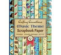 Music Theme Scrapbook Paper - 8.5 X 11 Double-Sided: Decorative Craft Paper for DIY Crafts - With Musical Notes, Instruments & Cats!