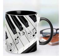 Music Themed Coffee Mugs, Travel Mug Guitar Cup, Musical Notes Design Piano Coffee Mugs, 350 ml Ceramic Mugs with Handle, Tea Mug Desk Decor, Funny Tea Mug Music Lover Giifts