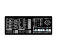 Music Theory - Tappetino per mouse, 30 x 80 x 0,3 cm, per pianoforte e cerchio dei quinti, grande tappetino da scrivania per musicisti principianti e studenti, bianco e nero