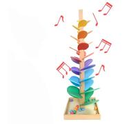 Music Tree Rolling Ball Track, Wooden Music Tree Toy, Colorful Rolling Ball Tower, Interactive Sound Tree Track, for Kid Educational Game (L)