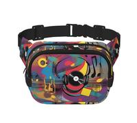 Music Vibes Marsupio quadrato a doppio strato per attività all'aperto come sport, viaggi, escursionismo, ciclismo, Nero , Taglia unica