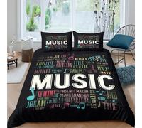 Music words artSet Di Copripiumino morbida 3 pezzi motivo 3D con cerniera Colorful typography copripiumino con federa soffice ultra morbido e traspirante for bambini adulti ragazzi Double（200x200cm）