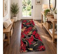 Musica a tema Chitarra elettrica Arte Astratto Runner Tappeto 2x5 | tema musicale, tappeto runner stile astratto, combinazione di colori vivaci, decorazione per la casa espressiva