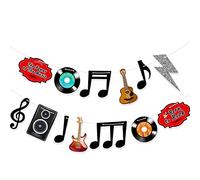 Musica a tema Decorazioni per feste Musica Note Banner anni '50 Rock and Roll Decorazioni per feste Retro Record Wall Hanging Ghirlande Chitarra Ritagli per anni '50 Karaoke Aula Baby Shower
