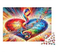 Musica Amore Cuore Puzzles 1000 Pezzi Carta riciclata per adulti Puzzle per adulti Impossibile difficile stimolante Gioco educativo Ottima idea regalo per la decompressione 70x50cm/1000pcs