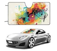 Musica astratta a tema Parabrezza Auto Parasole Mantenere Auto Interni Fresco 55 "x30" Pieghevole Finestra Anteriore Parasole, Scudo Termico per SUV, Camion, Blocchi UV