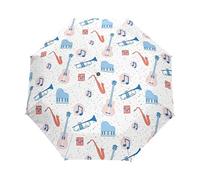 Musica Bianca Pianoforte Ombrello Pieghevole Automatico Antivento con Auto Apri Chiudi Portatile Ombrelli per Viaggi Spiaggia Donne Bambini Ragazzi Ragazze