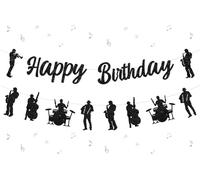 Musica Buon Compleanno Banner Nero Glitter Sassofono Tromba Glitter Ghirlanda di compleanno, Musica a tema Decorazioni per feste per musicista Compleanno, Strumento Musicale Forniture per feste