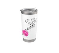 Musica classica e note musicali amanti dei fiori con arte rosa Bicchiere termico in acciaio inox doppia parete