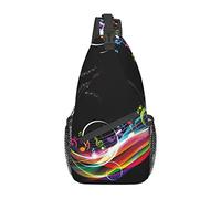 Musica colorata borsa a tracolla con inchiostro a fiore di papavero, borsa a tracolla per uomo e donna, utilizzata per il tempo libero e i viaggi