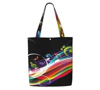 Musica colorata,Borse della spesa riutilizzabili, borse per la spesa, borsa a tracolla in tela di grande capacità