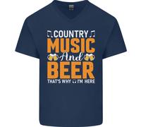 Musica Country E Birra, Ecco Perché Sono Qui, T-Shirt In Cotone A V Per Uomo