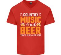 Musica Country E Birra, Ecco Perché Sono Qui, T-Shirt In Cotone A V Per Uomo