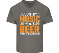 Musica Country E Birra, Ecco Perché Sono Qui, T-Shirt In Cotone A V Per Uomo