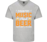 Musica Country E Birra Ecco Perché Sono Qui Uomo V-Neck In Cotone T-Shirt