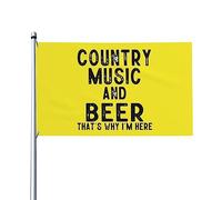Musica Country retrò e birra, ecco perché sono qui bandiera della casa, bandiera 3x5 piedi singolo lato esterno, striscioni dai colori vivaci anti-sbiadimento decorazione esterna del cortile
