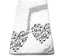 Musica Cucina Strofinacci Lavare Panno Auto Famiglia Asciugamano da bagno per animali domestici, Nota musicale Ones Cuore Amore per l'arte, Morbido, Assorbente d'acqua, Leggero, Bianco e nero 15 polli