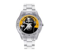 Musica Cuffia Scimmia Uomo Business Watch Moda In Acciaio Inox Orologi Da Polso Personalizzato Facile Leggere Orologi per Le