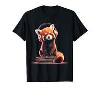 Musica Cuffie Design Art Print Cute Red Panda Maglietta