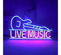 Musica dal vivo Segni al neon Blu Rosa Musica LED Luci al neon Lettere Segno al neon a forma di chitarra Illuminazione Segno per Bar Musica Stadio Nightclub Party Decor della parete