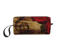 Musica d'epoca rosa grunge, Borsa per il trucco Borsa per cosmetici Borsa da toilette da viaggio portatile Borsa per trucco Organizer