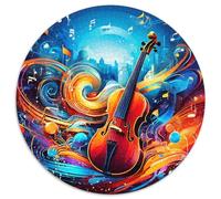 Musica di Violino Puzzle 1000 Pezzi Note di Musica Rotonda Puzzle Intelligenza Arte Decorazione Moderna per Adulti 1000pcs (67,5x67,5cm)
