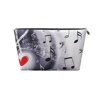 Musica e cuore rosso, Borsa da toilette Borsa per trucco Borsa per cosmetici Borsa da toilette da viaggio portatile