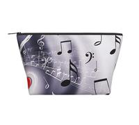Musica e cuore rosso, Borsa da toilette Borsa per trucco Borsa per cosmetici Borsa da toilette da viaggio portatile