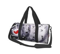 Musica e cuore rosso, Borsone da viaggio di grande capacità Borsa rotonda Borsa da viaggio sportiva Borsa da viaggio Borsa da fitness
