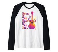 Musica è Il Battito Cardiaco dell'anima Divertente Regalo Festival Beats Maglia con Maniche Raglan