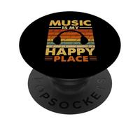 Musica è il mio posto felice retrò cuffie citazione PopSockets PopGrip Adesivo