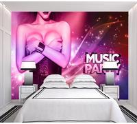 Musica, feste e belle donne 3D Tenda Bloccare Foto Stampa Tendaggio Drappo Tessu