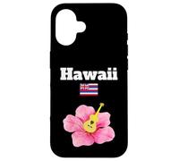 Musica hawaiana ibisco fiore chitarra Hawaii bandiera souvenir Custodia per iPhone 16