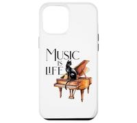 Musica is Life gatto sul pianoforte ali da concerto con scritta "Pianista" Custodia per iPhone 12 Pro Max