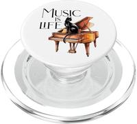 Musica is Life gatto sul pianoforte ali da concerto con scritta "Pianista" PopSockets PopGrip per MagSafe